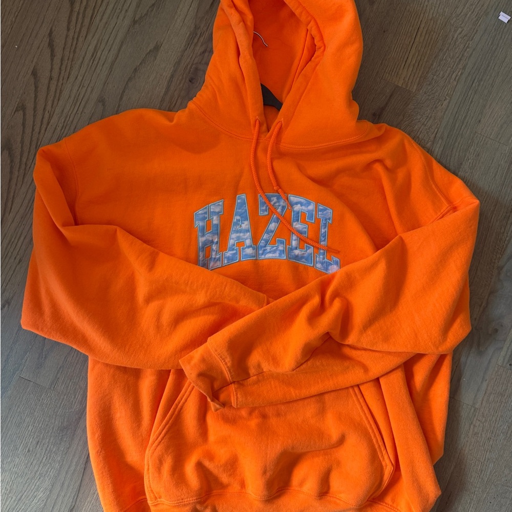 Hazel Bright Orange Men's Hoodie